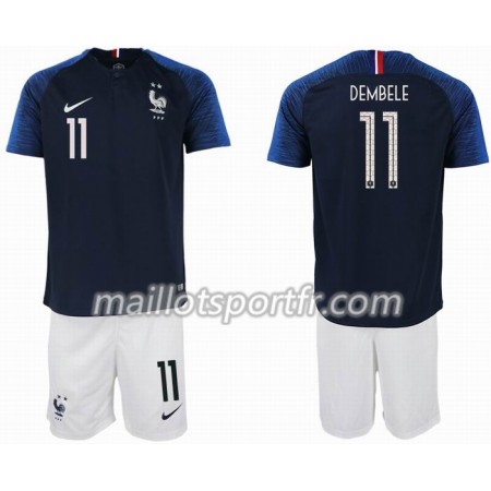 Maillot de Foot France DEMBELE 11 2 star Enfant Domicile Coupe du monde 2018